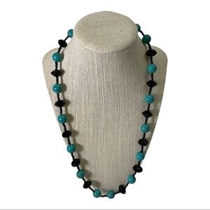 Jewelry Black and Turquoise Beaded 22" Necklace